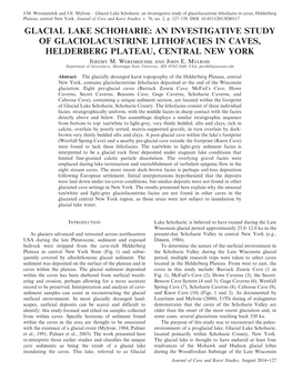 Glacial Lake Schoharie: an Investigative Study of Glaciolacustrine Lithofacies in Caves, Helderberg Plateau, Central New York