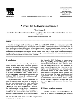 A Model for the Layered Upper Mantle