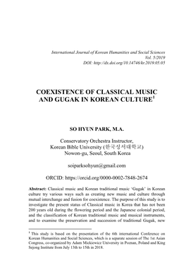 Coexistence of Classical Music and Gugak in Korean Culture1