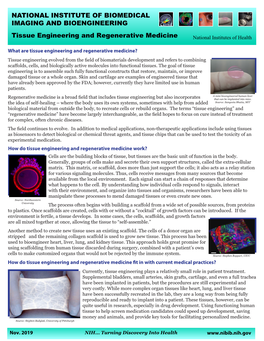 Tissue Engineering and Regenerative Medicine National Institutes of Health