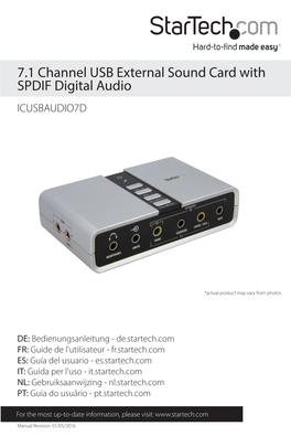 7.1 Channel USB External Sound Card with SPDIF Digital Audio ICUSBAUDIO7D