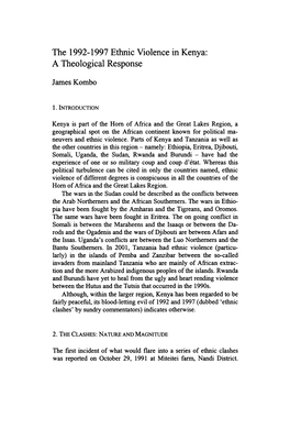 The 1992-1997 Ethnic Violence in Kenya: a Theological Response