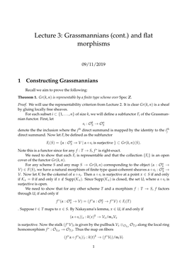 Lecture 3: Grassmannians (Cont.) and Flat Morphisms