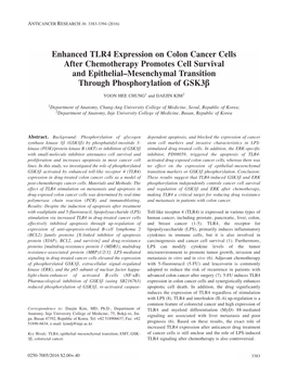 Enhanced TLR4 Expression on Colon Cancer Cells After Chemotherapy Promotes Cell Survival and Epithelial–Mesenchymal Transition Through Phosphorylation of Gsk3β