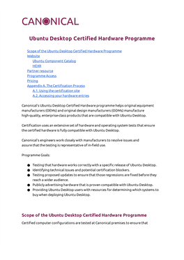 Ubuntu Desktop Certified Hardware Programme