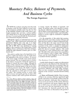 Monetary Policy, Balance of Payments, and Business Cycles: the Foreign