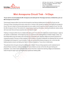 Mini Annapurna Circuit Trek - 14 Days