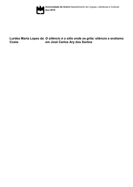 Silêncio E Erotismo Em José Carlos Ary Dos Santos