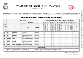 COMUNE DI SOGLIANO CAVOUR PROVINCIA DI LECCE ARCA SUD SALENTO - Prot