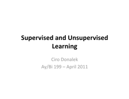 Supervised and Unsupervised Learning