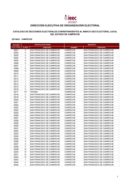 Catálogo De Secciones Electorales 2011