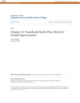 Chapter 14. “Somebody Had to Put a Skirt On”: Female Impersonators Sears Eldredge Macalester College