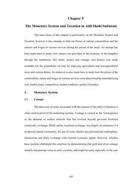 Chapter V the Monetary System and Taxation in Adil Shahi Sultanate