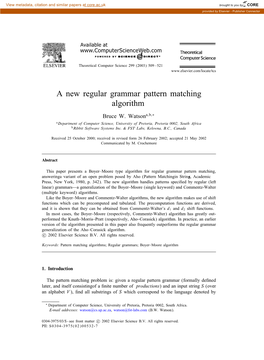 A New Regular Grammar Pattern Matching Algorithm