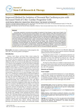 Improved Method for Isolation of Neonatal Rat Cardiomyocytes With