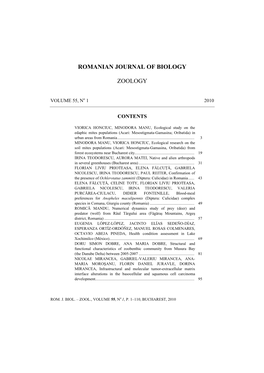 Romanian Journal of Biology Zoology