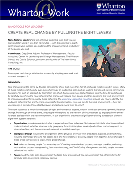 Create Real Change by Pulling the Eight Levers