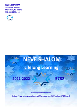 NEVE SHALOM 250 Grove Avenue Metuchen, NJ 08840 732-548-2238 X 14