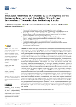 Behavioral Parameters of Planarians (Girardia Tigrina) As Fast Screening, Integrative and Cumulative Biomarkers of Environmental Contamination: Preliminary Results