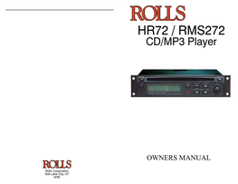 HR72 / RMS272 CD/MP3 Player