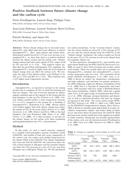 Positive Feedback Between Future Climate Change and the Carbon Cycle