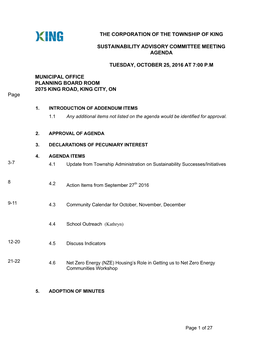 Sustainability Advisory Committee Meeting Agenda