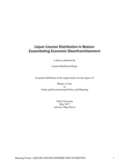 Liquor License Distribution in Boston: Exacerbating Economic Disenfranchisement