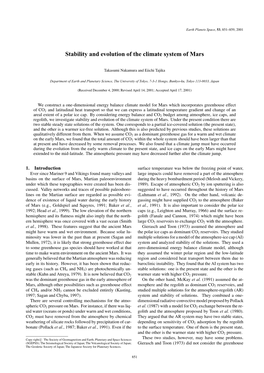 Stability and Evolution of the Climate System of Mars