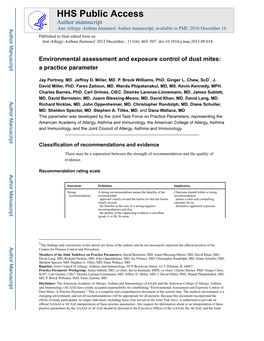 Environmental Assessment and Exposure Control of Dust Mites: a Practice Parameter