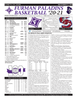 Furman Paladins Basketball '20-21