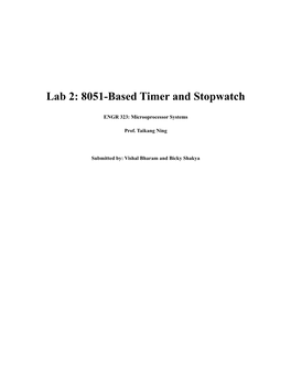 Lab 2: 8051-Based Timer and Stopwatch