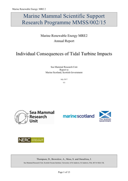 Marine Mammal Scientific Support Research Programme MMSS/002/15