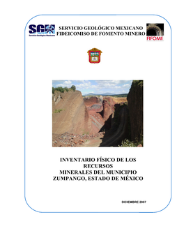 Inventario Físico De Los Recursos Minerales Del Municipio Zumpango, Estado De México
