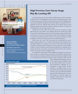 High-Fructose Corn Syrup Usage May Be Leveling Off