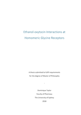 Ethanol-Oxytocin Interactions at Homomeric Glycine Receptors