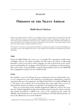 Omission of the Silent Amidah