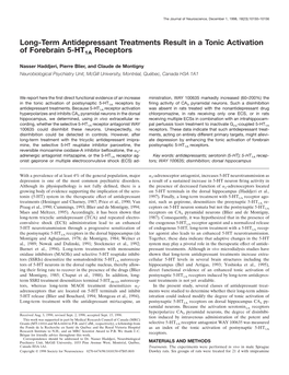 Long-Term Antidepressant Treatments Result in a Tonic Activation of Forebrain 5-HT1A Receptors