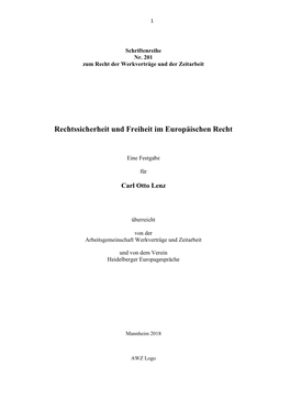 Rechtssicherheit Und Freiheit Im Europäischen Recht