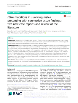FLNA Mutations in Surviving Males Presenting with Connective Tissue