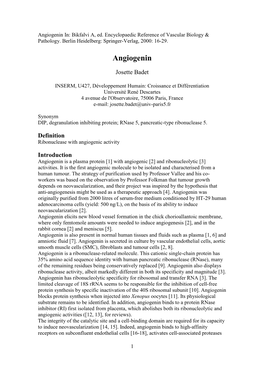 Angiogenin In: Bikfalvi A, Ed