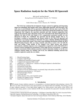 Space Radiation Analysis for the Mark III Spacesuit