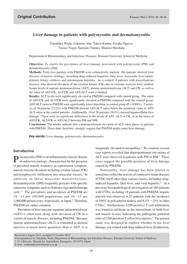 Liver Damage in Patients with Polymyositis and Dermatomyositis