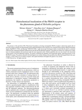 Histochemical Localization of the PBAN Receptor in the Pheromone