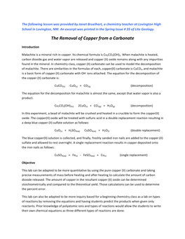 The Removal of Copper from a Carbonate