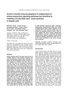 Arsenic Trioxide-Induced Apoptosis Is Independent of Stress-Responsive Signaling Pathways but Sensitive to Inhibition of Inducib