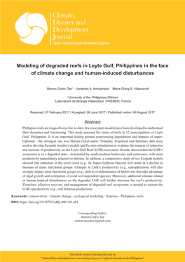 Modeling of Degraded Reefs in Leyte Gulf, Philippines in the Face of Climate Change and Human-Induced Disturbances