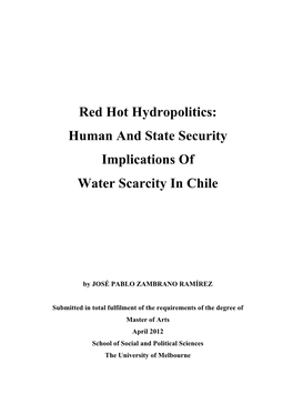 Human and State Security Implications of Water Scarcity in Chile