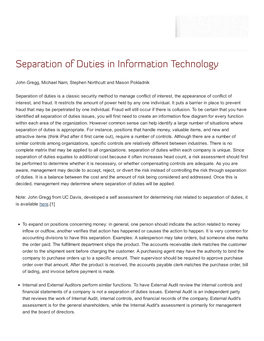 Separation of Duties in Information Technology