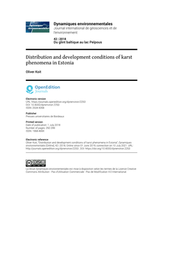 Distribution and Development Conditions of Karst Phenomena in Estonia