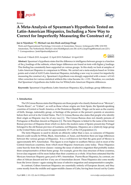 A Meta-Analysis of Spearman's Hypothesis Tested on Latin